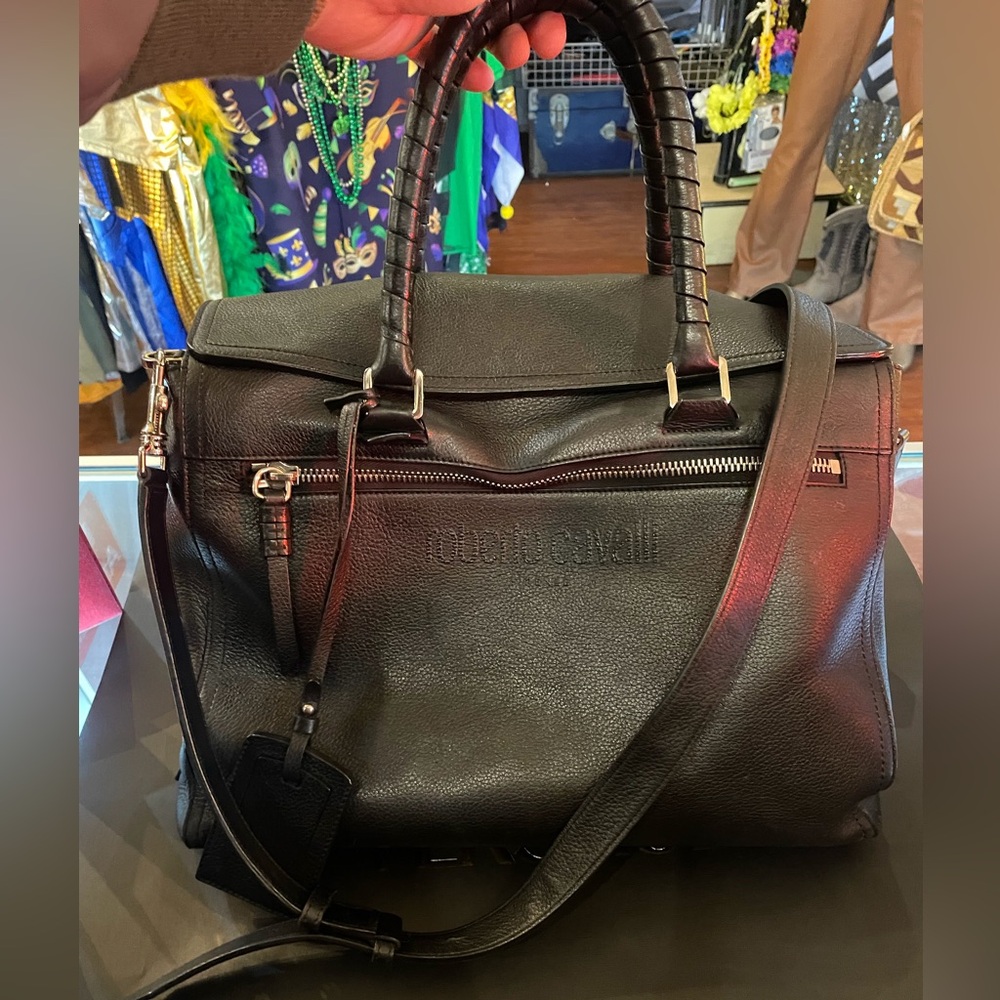 Roberto Cavalli Black Leather Men's briefcase 💼